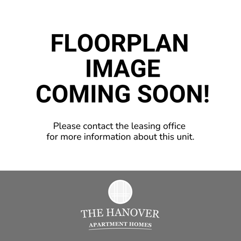 A sign indicating that a floor plan image is coming soon and to contact the leasing office for more information.